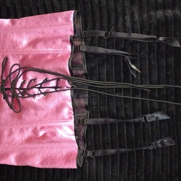 Fredericks of Hollywood Zip Front Corset in Rose Pink w/ Laced Back NWT - Picture 16 of 16